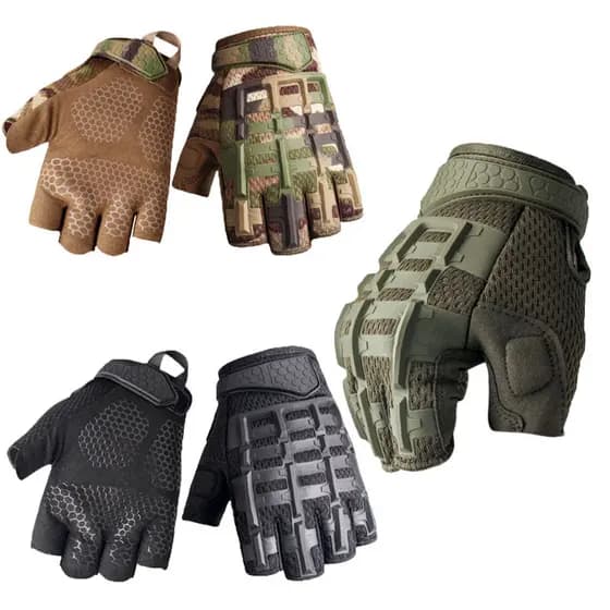 Rhino armadura ao ar livre luvas de meio dedo tático ciclismo esportes motocicleta resistente ao desgaste Fitness respir