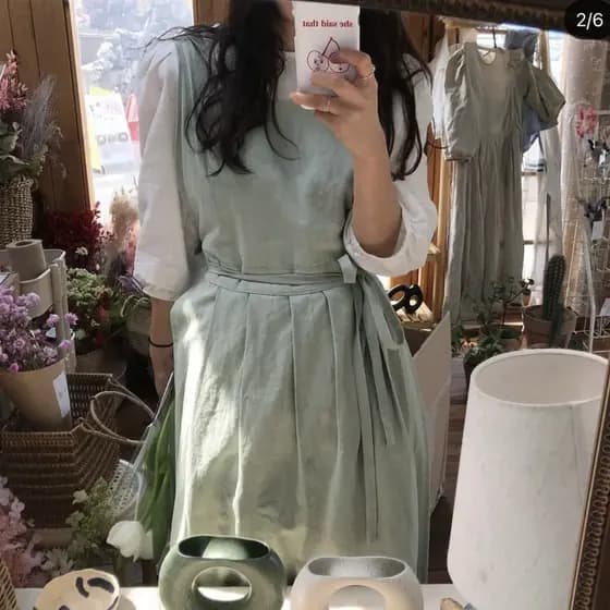 Talheres estilo Blogger coreano plissado doce rendas avental flor loja leite loja de chá roupas de trabalho blusa pode s
