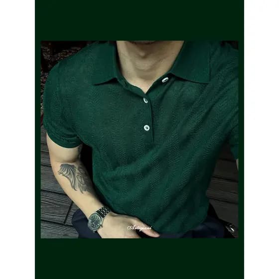 ARTIGIANI Nápoles Camisa Polo Artesanal Italiana Luxo Velho Dinheiro Algodão Linho Osso de Corvo Padrão Camisa Polo de M