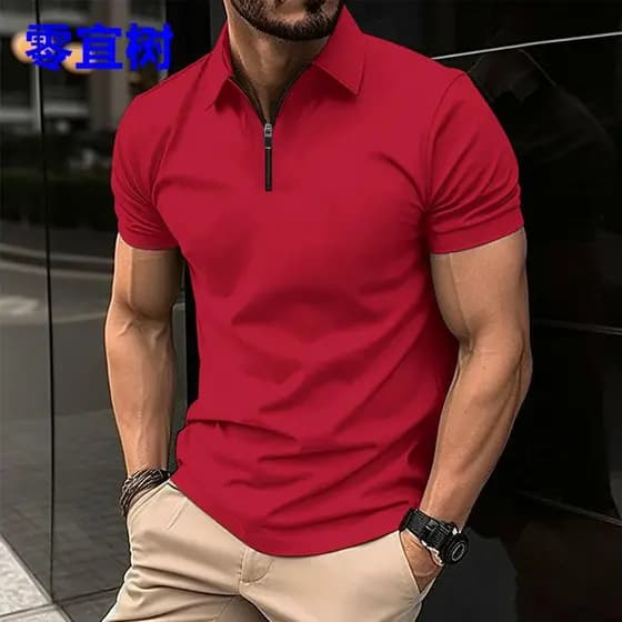 Europeu americano comércio exterior 2025 verão AliExpress Amazon polo camisa com zíper puro camisa polo esportiva mascul