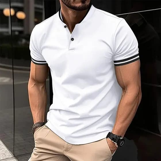 2025 Camisa POLO Masculina Tamanho Grande Verão AliExpress Amazon Lapela Bolso com Botão Camisa POLO Esportiva Masculina