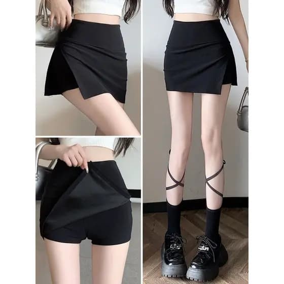 Verão estilo legal High-End puro desejo quente menina Hip-coberto saia curta fenda lateral A linha saia elástica terno s