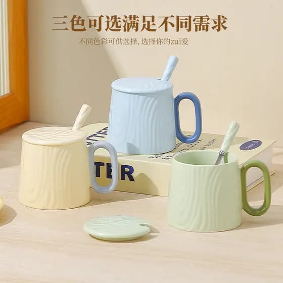 Caneca de cerâmica copo de água de alto valor copo de cerâmica doméstico com tampa criativo casal xícara de café copo de