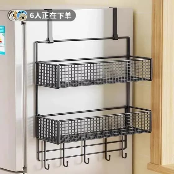 Prateleira de geladeira rack de armazenamento lateral suprimentos de cozinha Multi-camada arrumado ferramenta útil prate