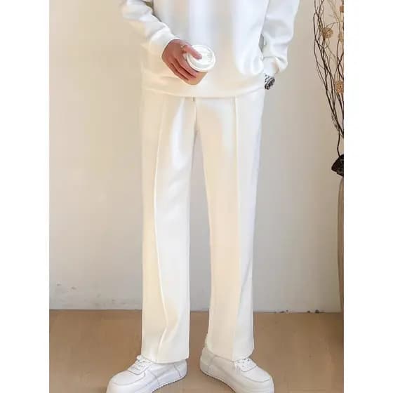 W inverno velo-calças de lã calças de perna reta calças casuais masculinas Premium calças brancas calças esportivas masc