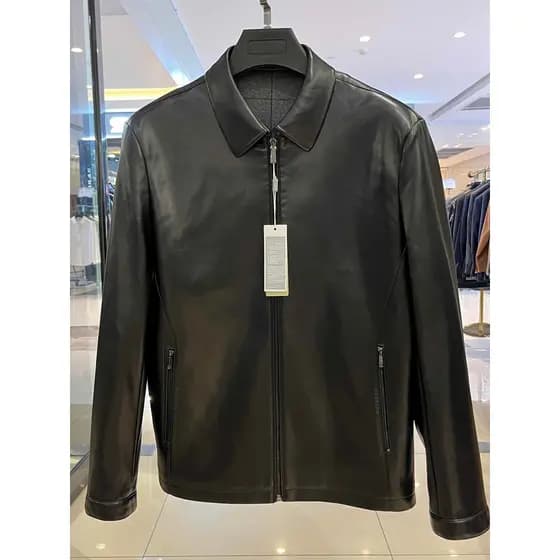 Haining jaqueta de couro genuíno masculina 2025 novo estilo jaqueta de couro masculino outono inverno lapela jaqueta de