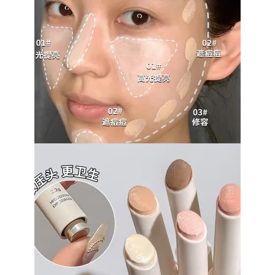 Um curso aberto modo de beleza iluminar lágrima sulco caneta corretivo escova vara capa manchas marcas Acne olheiras alt