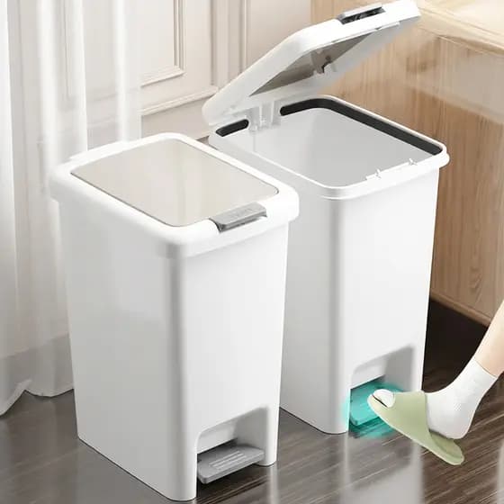 Lata de lixo operada por pé, tamanho grande com tampa, prensa de banheiro doméstico, armazenamento, quarto, cozinha, ces
