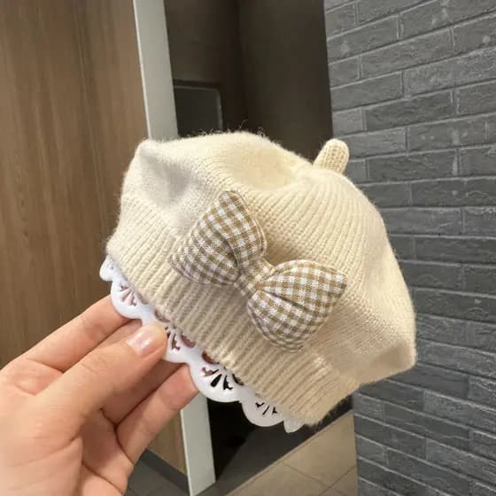 Boina infantil bebê menina chapéu outono inverno versão coreana estilo ocidental infantil menina malha lã pintor chapéu