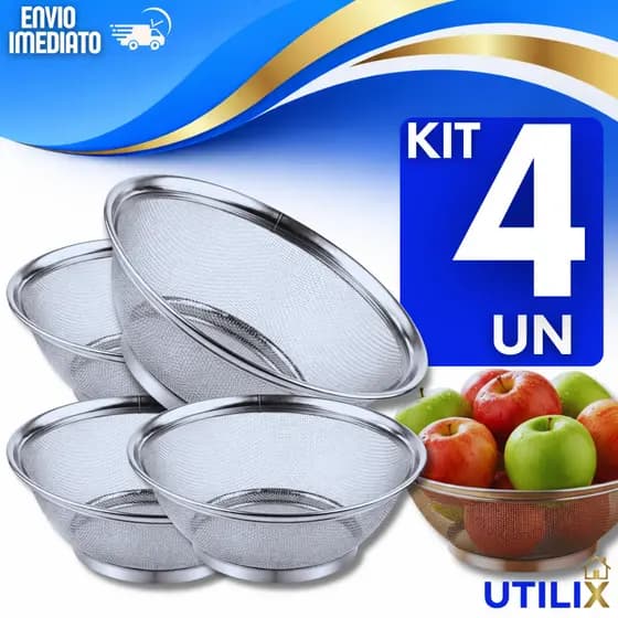 Cesta em Inox Escorredor Multiuso 25cm Escorredor Legumes, Macarrão, arroz.
