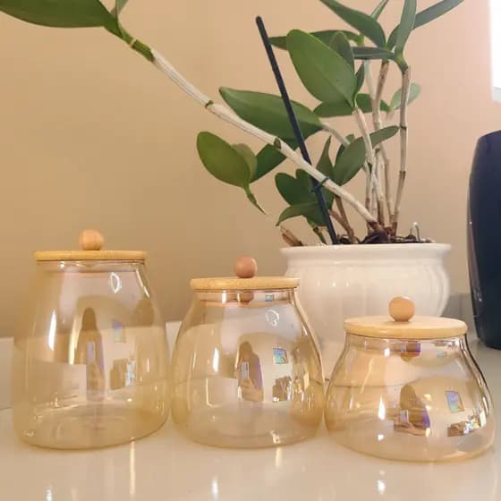 Pote de Vidro Âmbar com Tampa Hermética – Organização e Charme para sua Cozinha Bolinha Âmbar