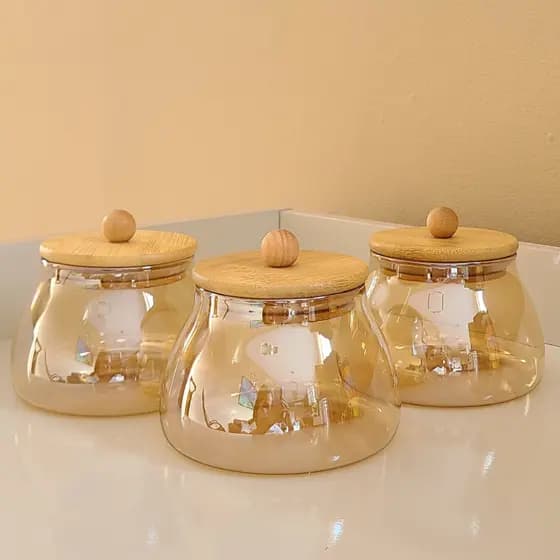 Pote de Vidro Hermético Âmbar bolinha Porta Mantimentos Alimentos Cozinha 450ml