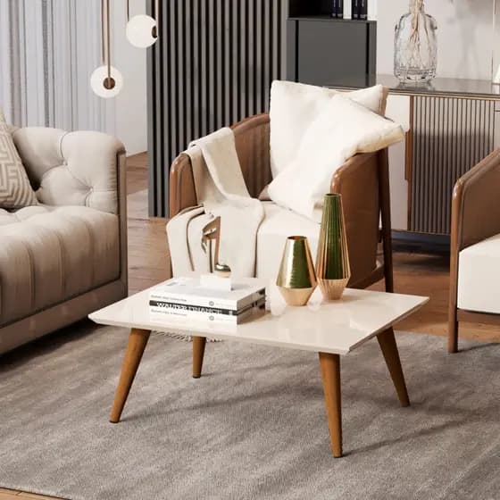 Mesa de Centro 60x50 Dubai Retrô Pé Palito Madeira MDF – Design Moderno para Sala de Estar