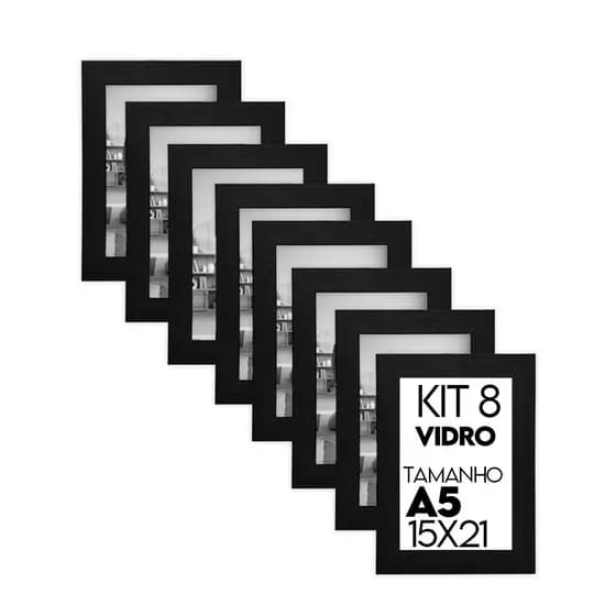 Porta Retrato 15x21cm A5 Kit 8 Peças Com Vidro Suporte Para Fotos Gravatura Sala Quarto