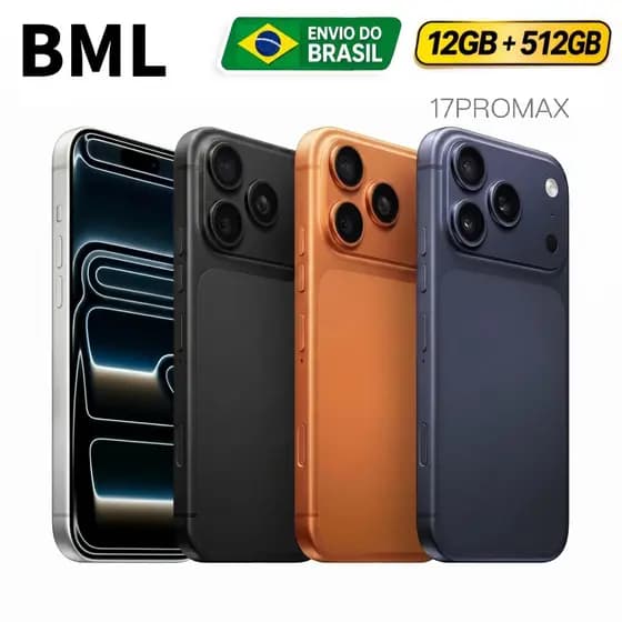BML Smartphone 512GB+12GB RAM AI Global 5G LTE WiFi Dual Sim Android 15, 5000 mAh 6.56'' Tela, Câmera 108MP+Itens Em Es