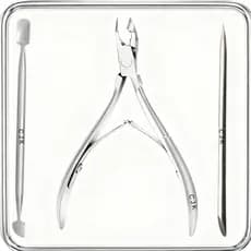 Kit Alicate De Unhas + Espatulas Inox De Cutícula e palito de inox 3 peças