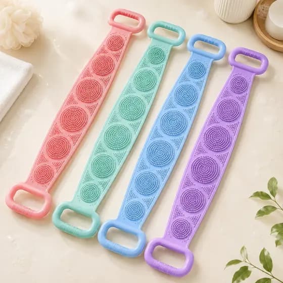 Faixa Esfoliadora de Silicone para Banho | Escova Esponja Corporal Massageadora para Costas e Corpo