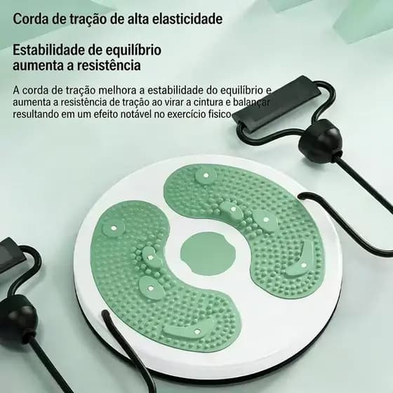 Disco de Torção de Cintura com Corda de Tração - Plataforma Giratória para Massagem nos Pés e Exercício em Casa