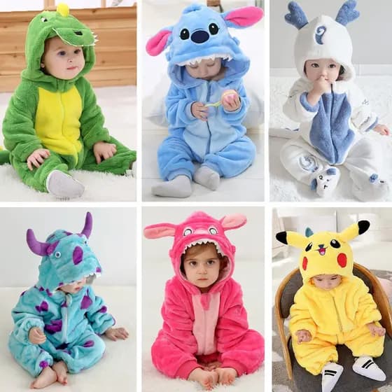 Macacão de Stitch para Bebê, Kigurumi de Uma Peça, Macacão para Bebê Recém-Nascido, Fantasia de Halloween Pikachu Dinoss