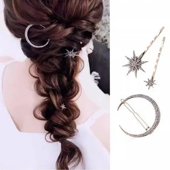 ins Internet Celebridade Novo Diamante-Incrustado Strass Estrela metal hairpin Feminino Clipe Lateral Franja Sapo Acessó