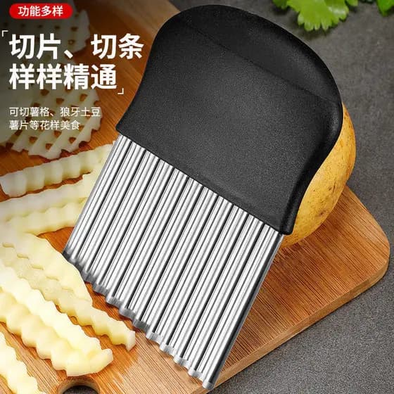Faca ondulada de aço inoxidável, cortador de batata, faca ondulada de batata, cozinha, corte de vegetais doméstico, ferr