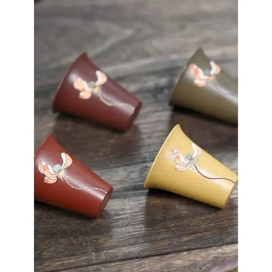 Copo estilo chinês cheiro copo de degustação de chá Seiko pintado à mão lótus Kung Fu conjunto de chá pequena xícara de