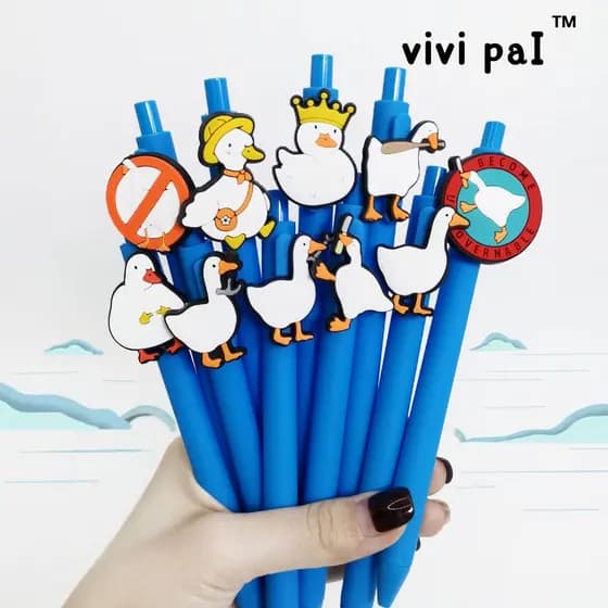 Novo estilo Pet ganso remendo caneta branco ganso imprensa Gel caneta azul esferográfica estudante escrita papelaria pre