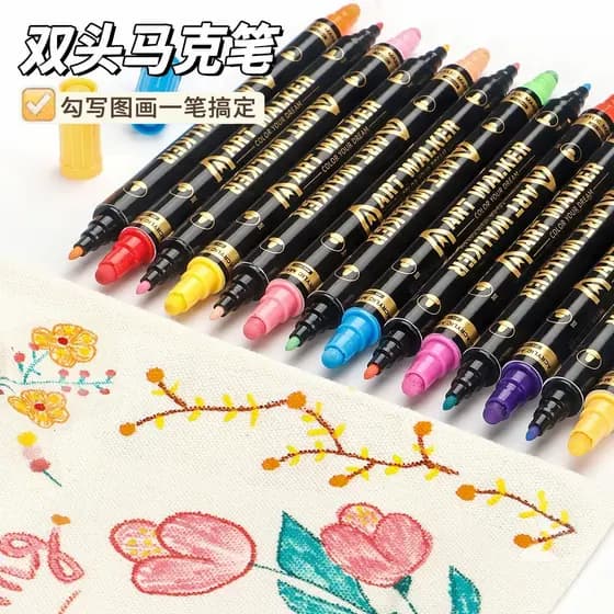 Caneta de tecido conjunto de marcador acrílico de duas cabeças DIY24 caneta de pintura colorida à base de água pintura c