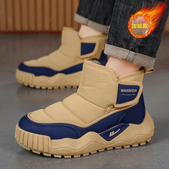Puxar para trás botas de neve genuínas sapatos masculinos inverno impermeável à prova de frio sapatos de algodão do nord