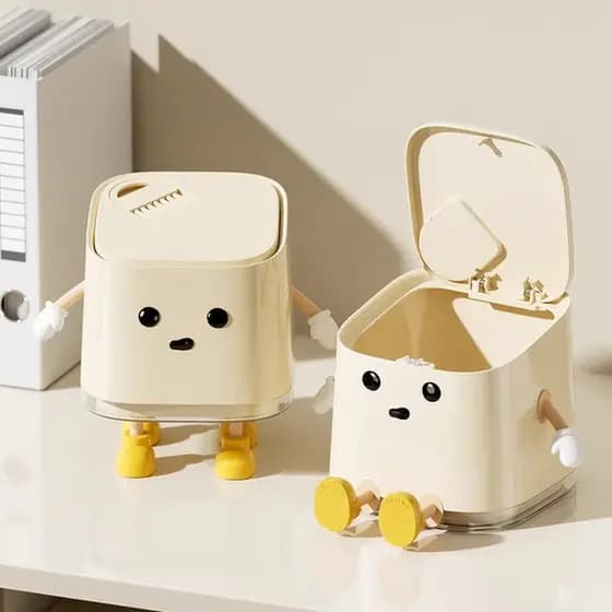 Lixeira de mesa 2026 novo estilo doméstico de alto valor bonito Mini pequena cesta de papel mesa de escritório dormitóri