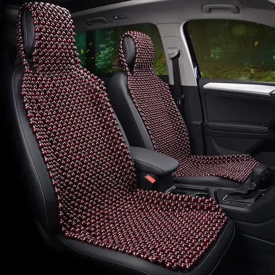 Almofada de assento de carro com contas de madeira, almofada fresca respirável de verão, ventilação de assento único, al
