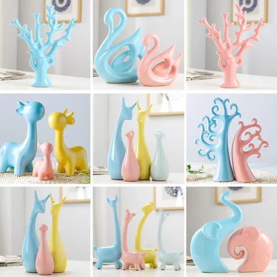 Sala de estar cura pequenos ornamentos moderno criativo casa armário vinho decorações Macaron pequenos animais Sika cerv