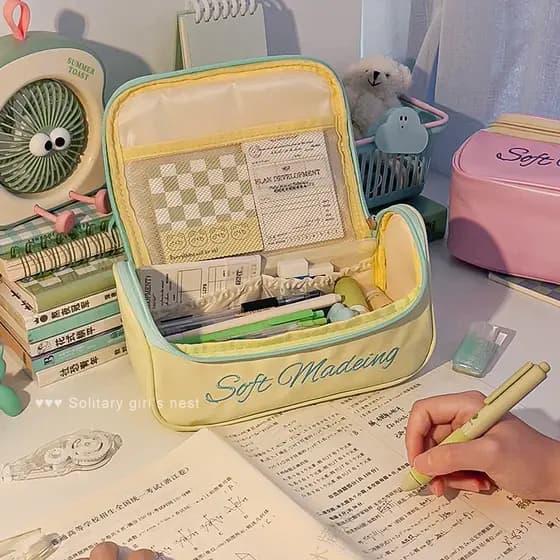 Estojo de lápis com laço para meninas do ensino médio 2025 novo estilo estilo estilo ins de alto valor bolsa de papelari