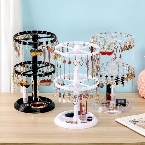 Rack de armazenamento de brincos rotativo, rack de exibição de brincos, pulseira de acabamento, colar pendurado, pulseir