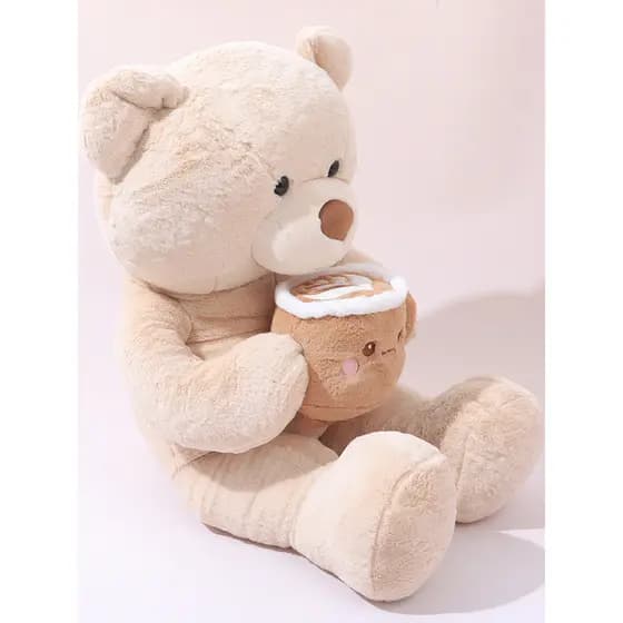 Café grande urso bonito Cappuccino querida urso presente namorada calmante brinquedo de pelúcia bonito boneca de grandes
