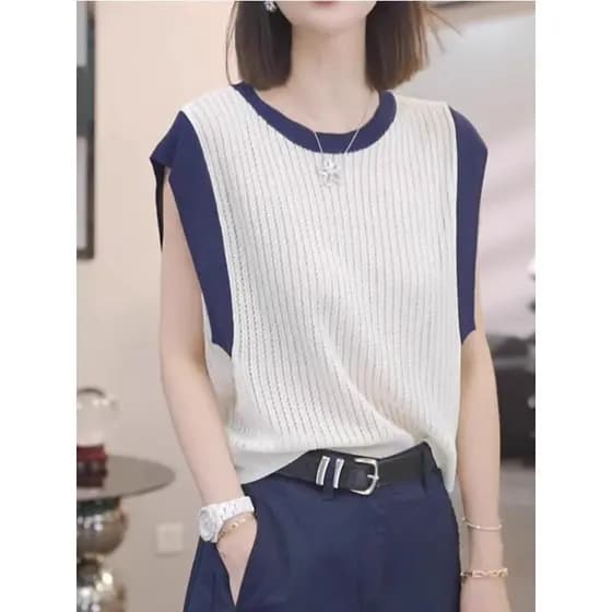 Tamanho grande temperamento moda estilo minimalista malhas estilo fino 2026 verão novo estilo mais magro olhar elegante