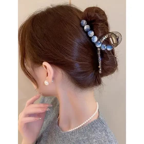 Weipinhui mesmo estilo elegante luz luxo piscando diamante Grab clip feminino High-End sentir grande pérola grampo de ca