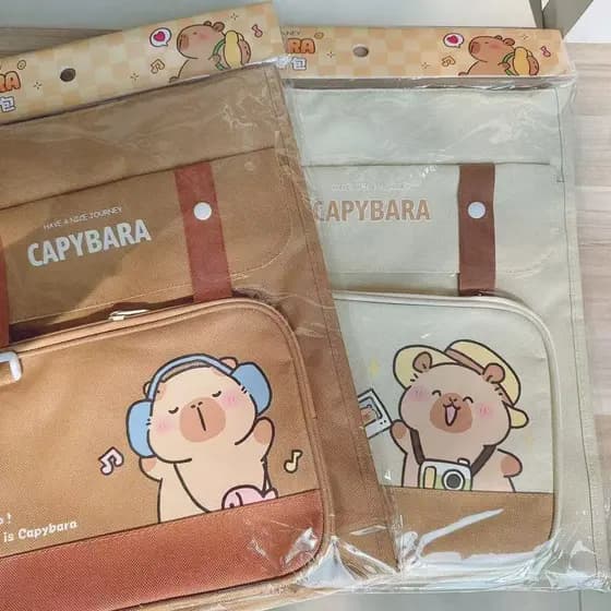 Bolsa tônica multifuncional de viagem de Qingyifang Kapibara Bolsa de armazenamento de pano Oxford Bolsa de estudante de