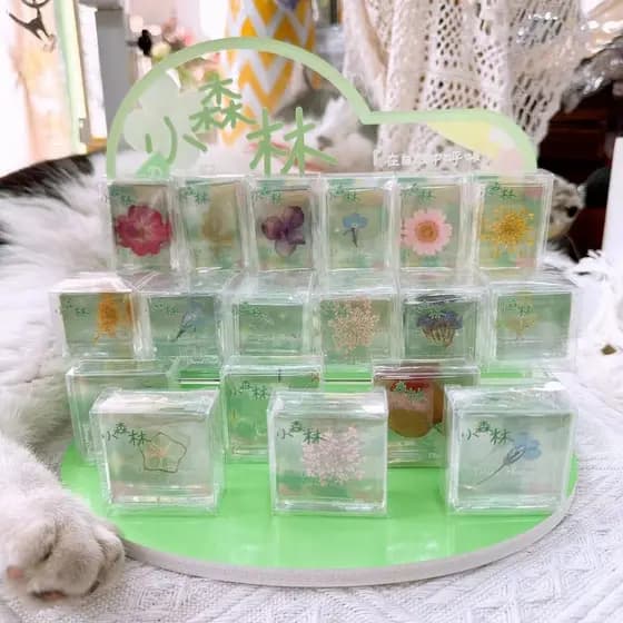 Qingyifang pequena floresta flor seca ornamentos epóxi cubo quadrado pequeno retangular transparente decoração de mesa p