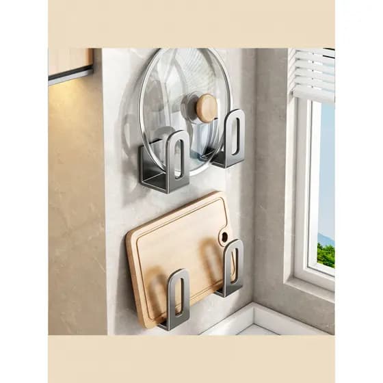 Pote tampa rack cozinha sem perfuração fixado na parede multifuncional armazenamento de parede placa de corte rack placa