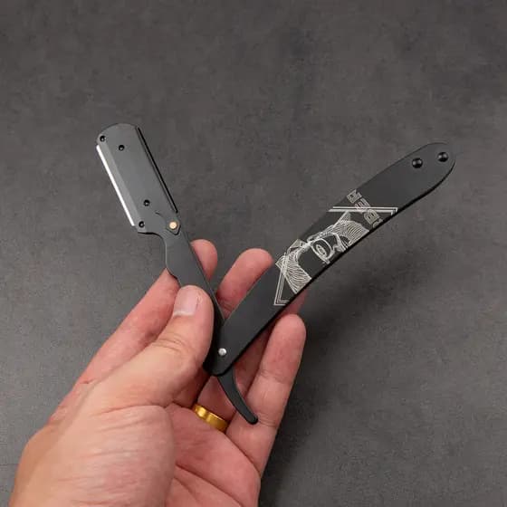 Pengshi Metal dobrável faca titular corte de cabelo navalha mudança lâmina navalha masculino navalha faca corte