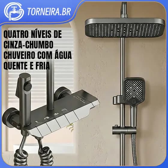 Kit Chuveiro Alto Padrão Banheiro Três Funções Compatível Com Aquecedor Elétrico E A Gás