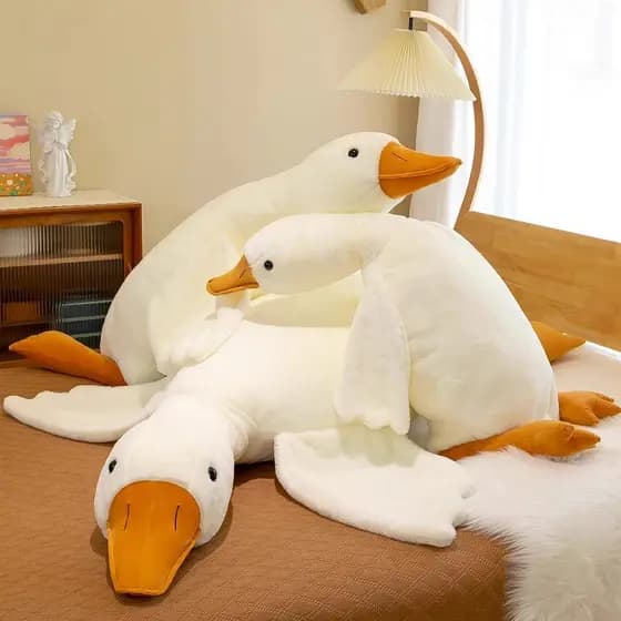 Grande Brinquedo de Pelúcia de Ganso Branco, Animal Macio, Boneco de Pato de Natal, Brinquedo Infantil AVXY