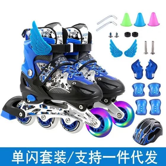 Único Flash patins infantis roda de PVC conjunto completo patins masculino feminino polias ajustáveis