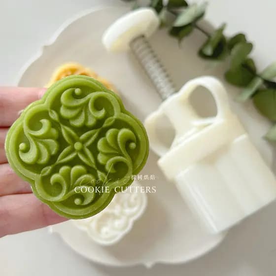 75g estilo palácio quadrado Ginkgo Mid-Autumn Festival Mooncake molde caqui Ruyi damasco Fu'ankang Mung feijão pastelari