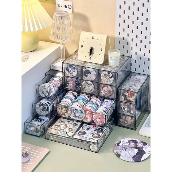 Barra acrílica Chirp expositor Gumeili marca emblema periférico Anti-poeira Desktop gaveta caixa de armazenamento lanche