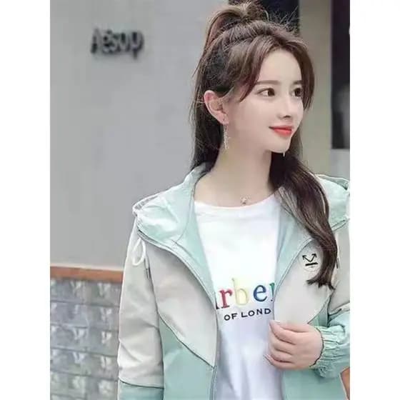 Primavera outono novo estilo jaqueta curta feminina versão coreana solta All-Match ins estilo Preppy estudantes do ensin
