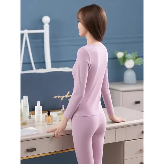 Senhoras puro algodão outono roupas calças compridas Bottoming roupa interior feminina algodão moletom camisa leve quent