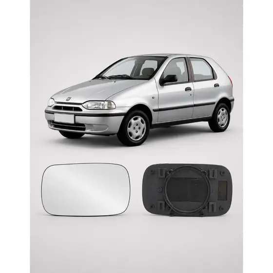 Espelho Do Retrovisor + Base Palio 1996 a 2000 Completo Encaixe Preciso Novo Nacional Lente Convexa