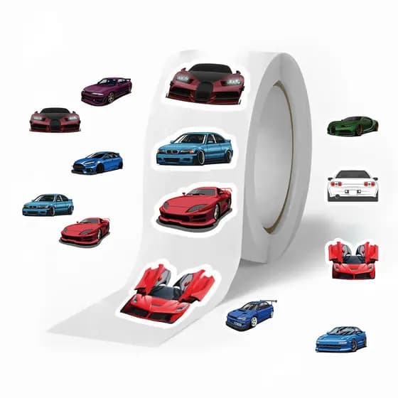 500 peças de 10 imagens de supercarros, rolo de fita adesiva/adesivos de carro esportivo F01Q